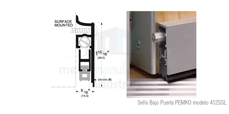 Sello Bajo Puerta PEMKO modelo 412SSL  Metal 